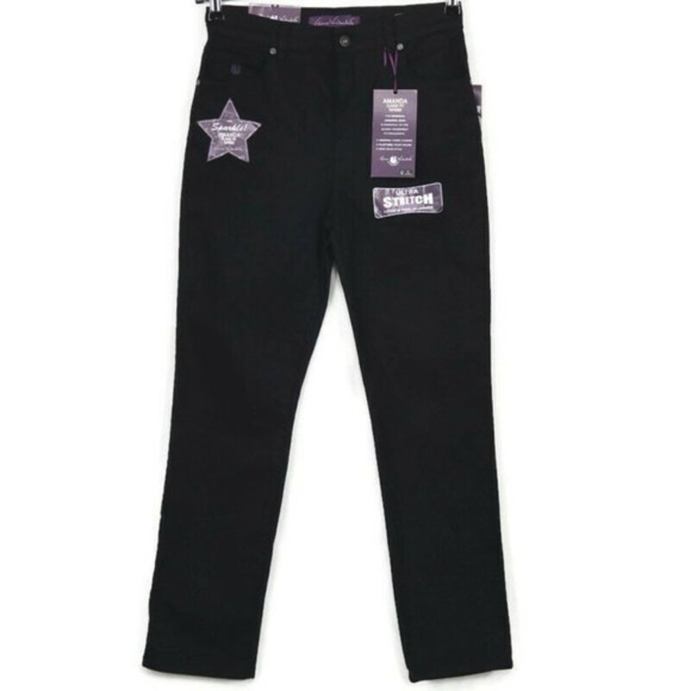 Gloria Vanderbilt Amanda Classic Fit Tapered‎ Jeans Black 8 Petite 8P x 28